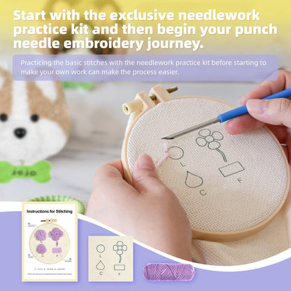 Punch Needle kit-4,Embroidery kit for Beginners,Punch Needle Kits Adults Beginner,Punch Needle kit for Beginners, Includes All Tools and Materials,Easy to Follow Instructions and Videos-Cats and Dogs