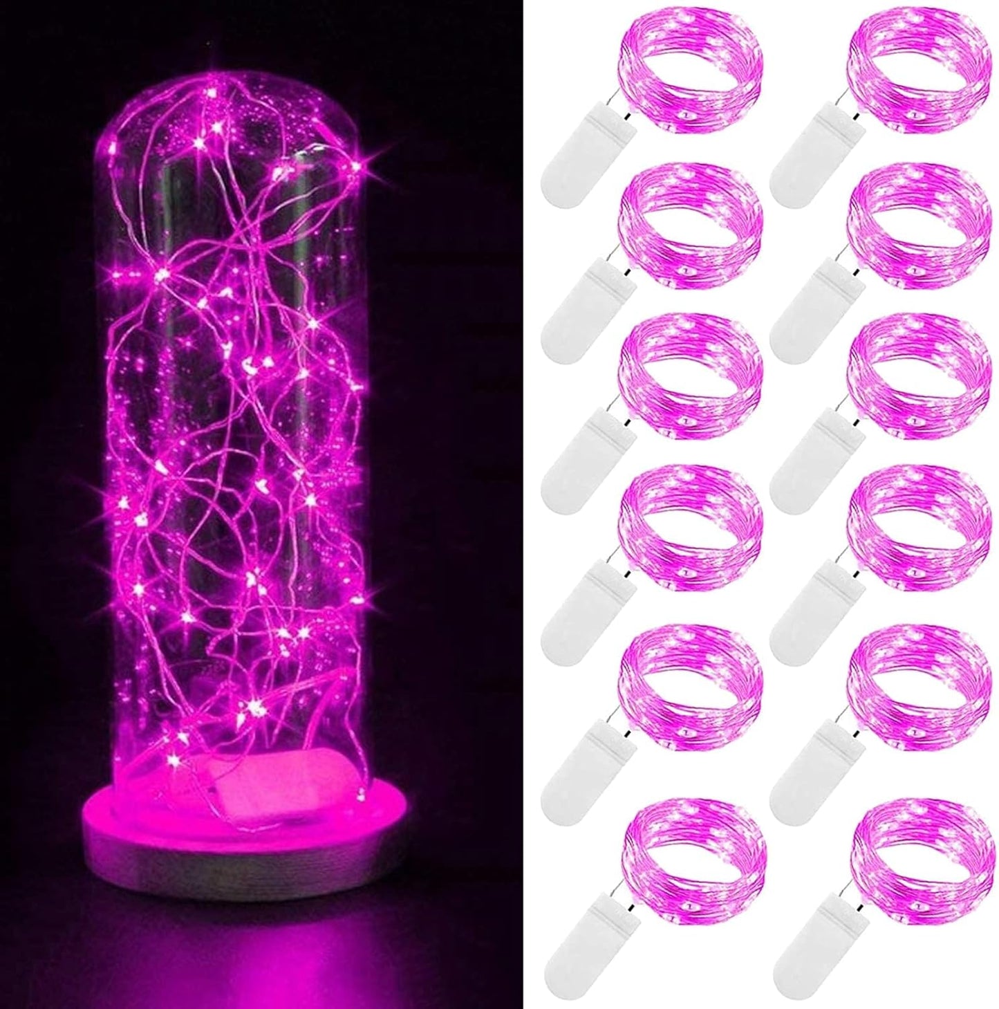 12 Pack Lights7FT 20LED Fairy Lights Battery Operated String Waterproof Silver Wire Christmas Lights Outdoor,Firefly