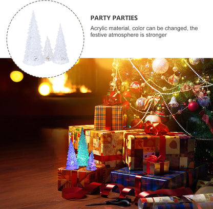 3 Beaupretty Pieces Lighted Christmas Tree Figurine Color Changing LED Acrylic Holiday Tree Christmas Table Top