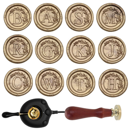 Sealing Wax Stamp Kit with Electric Wax Seal Warmer, 732 Pcs Waxseal Beads, Initial Alphabet Sealstamp, Spoon, Letter Sealingwax Kit (S)