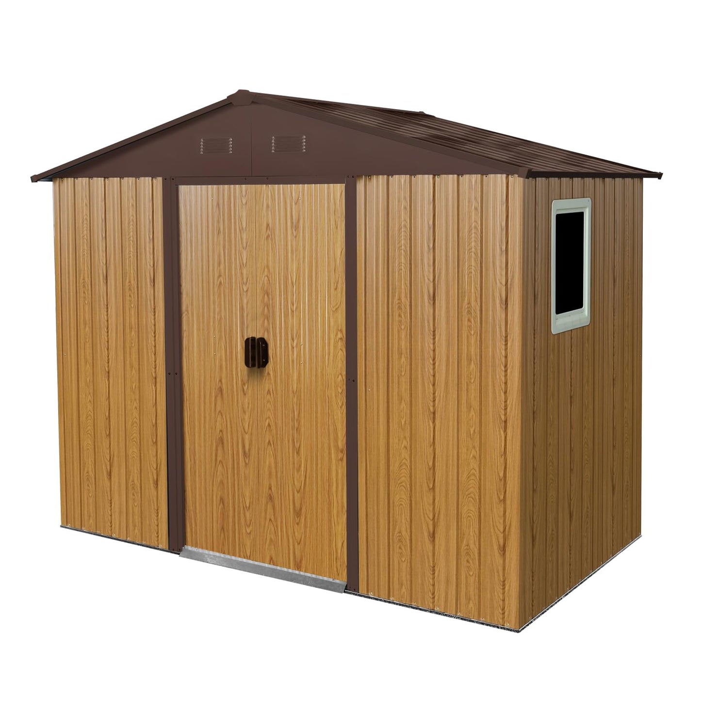 Ball & Cast 8x4 FT Outdoor Metal Storage Shed,Waterproof Garden Organizer Tool House with Window and Foundation,Shelter Cabinet w/Vents & Sliding Door,for Patio,Lawn,Backyard,Coffee
