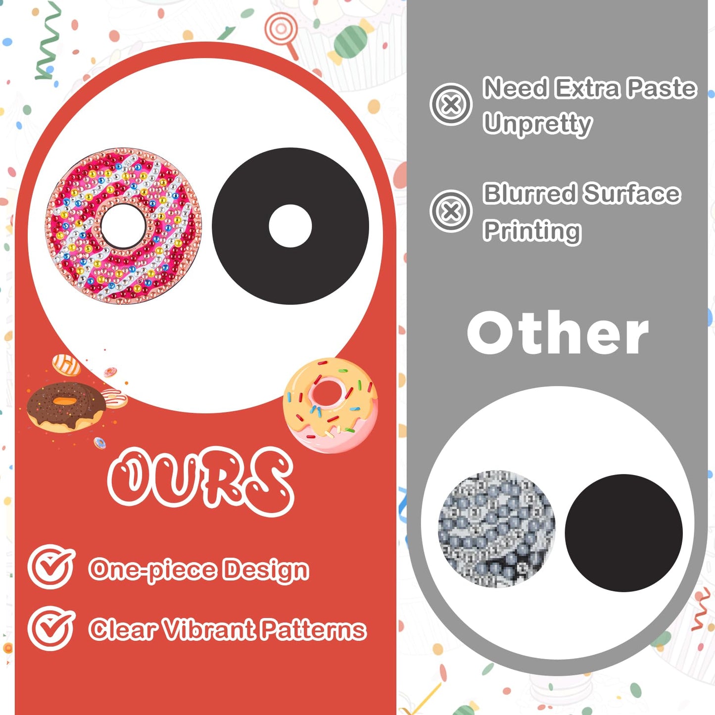 Xuhal 16 Pcs Diamond Painting Magnets DIY Diamond Painting Kits for Gem Art Magnet Refrigerator Stickers for Beginners Adults DIY Crafts Home Decors Party Birthday Gifts(Donut)