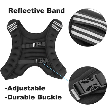 Naroote Exercise Weighted Vest Strength Training Jacket with Adjustable Buckle for Workout Fitness Strength Training Running Muscle Building Weight Loss
