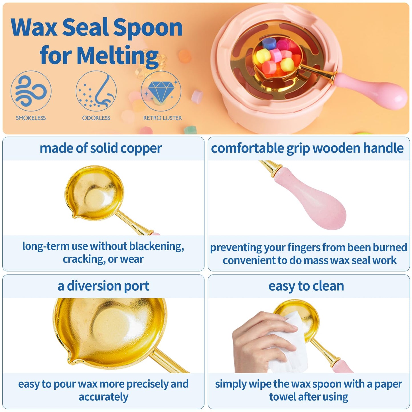Waltool 917Pcs Wax Stamp Bead Kit for Beginner, 18 Colors Wax Sealing Beads, 10 Stamps, Spoon for Wedding Invitation, Envelope Seal, DIY Crafts, Gift Idea