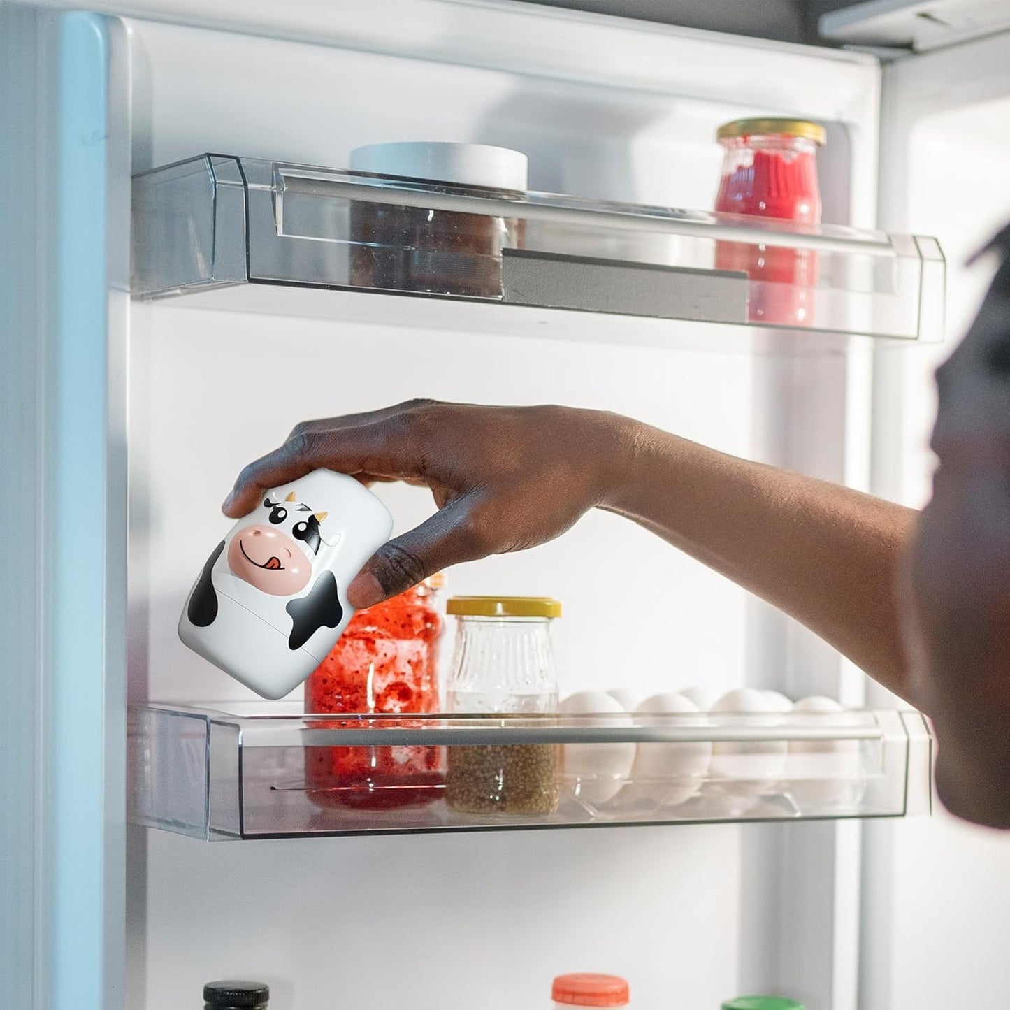 Cow Fridge Baking Soda Deodorizer, Fun Container for Fridge and Freezer Odor Eliminator, BPA-Free Baking Soda