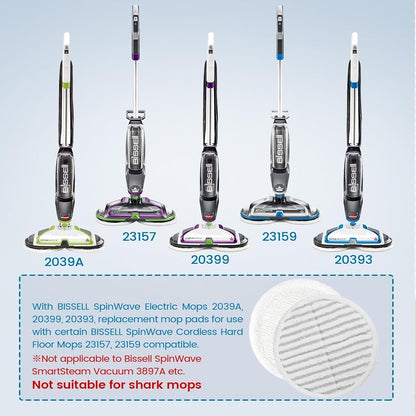 8 Pack Spin-Wave Mop Replacement Pads, Compatible with Bissell Spin-Wave Series Steam Mop