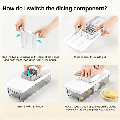 Vegetable Chopper Mandoline Slicer 8-in-1 with Container, 8 Blades for Onion, Veggie & Fruit, Easy Food Slicer Dicer Cutter, Kitchen Gadgets & Essentials