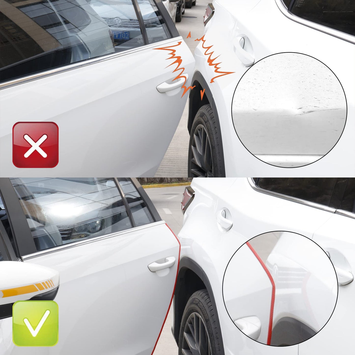 SINGARO 16.4Ft (5M) Car Door Edge Guard, No Glue Car Door Entry Guard Protective Strip, Rubber Edge Trim Car Door Protector, Applicable to Car, Truck, SUV and ATV, Car Exterior Accessories（Red）