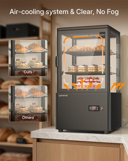 Upstreman Countertop Pastry Display Refrigerator, 2.0 Cu.Ft Commercial Cake Display Refrigerator, Bakery Showcase with LED Light, Digital Thermostat, for Café, Restaurant, Convenience Store, CD20