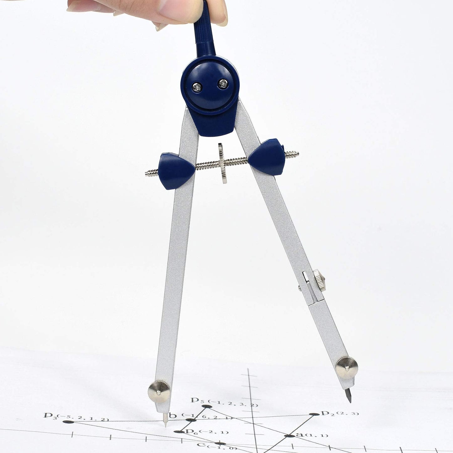 UNJOO Drawing 9Pc Geometry Set Metal Compass, Geometry Precision Tool for Student, Circle Drawing Tool and Architecture, Drafting Kits for Engineer with Shatterproof Storage Box (Blue)