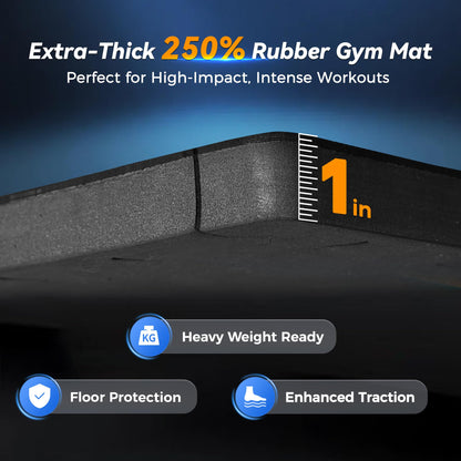 SUPERJARE 1" Extra-Thick Rubber Top Exercise Mat, Puzzle Gym Flooring for Home Gym, Gym Mat for Workout Equipment, Interlocking Floor Tiles with EVA Foam, 36 Pcs 144 Sq Ft, Black