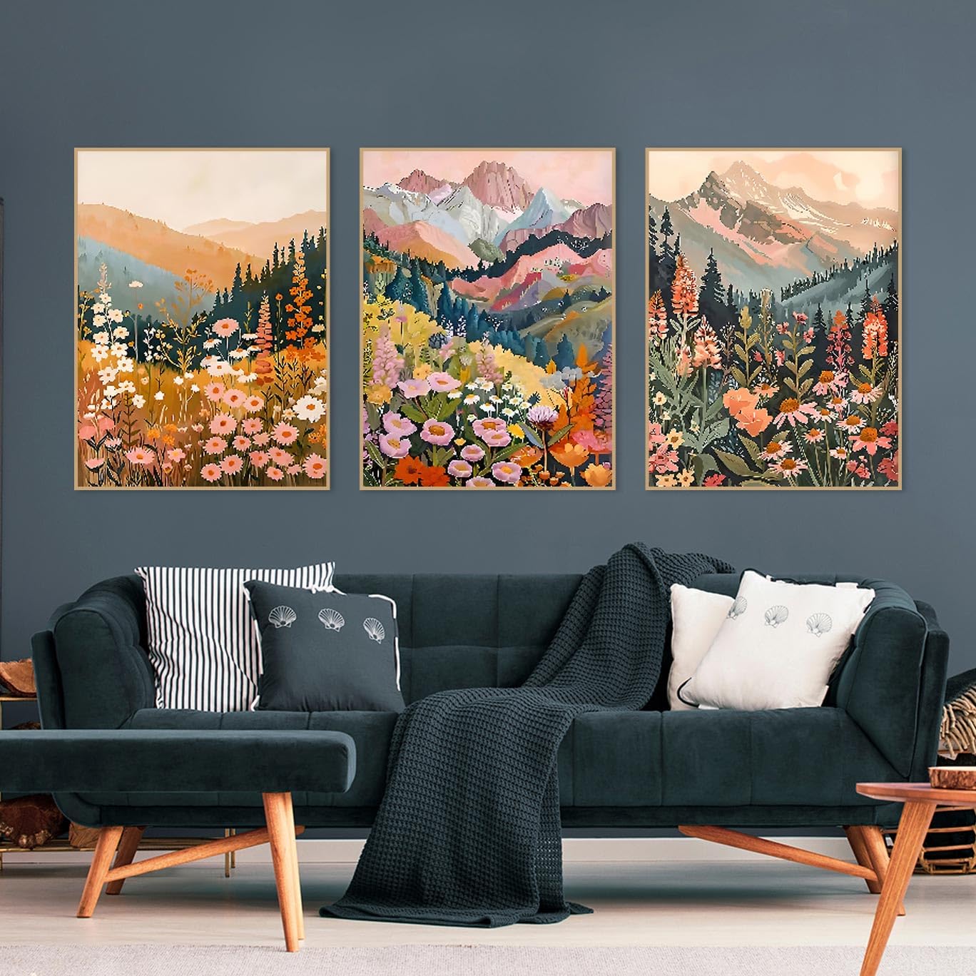 Mountain Diamond Art Kits for Adults - 3 Pack Landscape Flowers Diamond Painting for Beginners, Diamond Dots Round 5D Full Drill Paintings with Diamonds Gem Art and Crafts Home Decor 12x16inch