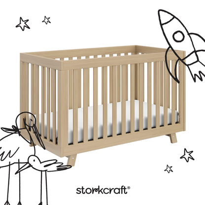 Storkcraft Beckett 3-in-1 Convertible Crib – GREENGUARD Gold Certified, Fits Standard Crib Mattress, Converts to Toddler Bed and Daybed, 4 Mattress Heights, Grow-with-Me Design (Driftwood)