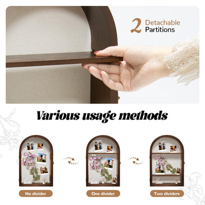 Shadow Box Frame 10x16 Large Shadow Boxes Display Cases with Removable Shelves, Linen Back & Acrylic Door, Memory Box for Medals, Photos, Wedding Bouquet, Keepsakes & Pet Memorials Walnut