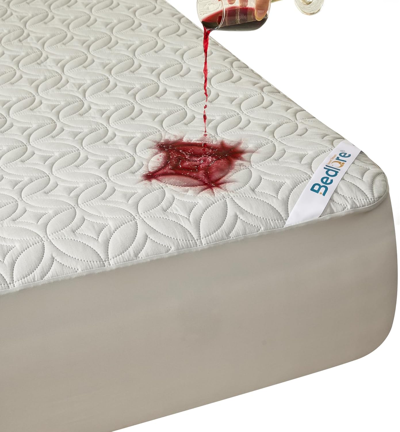 BEDLORE Waterproof Mattress Protector - Soft, Dirt-Proof Full Size Pad for Deep Pocket Mattresses (Light Gray)