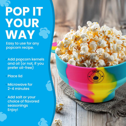 Microwavable Silicone Popcorn Popper, BPA Free, Collapsible Reusable Microwave Bowl, Dishwasher Safe, Black White Gray