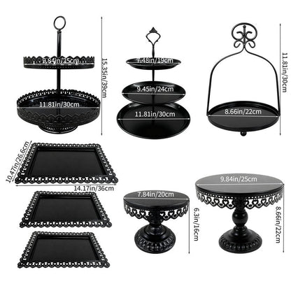 8 Pcs Cake Stands Set Metal Dessert Table Display Tiered Cupcake Holder Candy Donut Fruit Plate Cake Serving Tray with Handle Treats Serving Tower for Wedding Birthday Party Decorations (Gold)