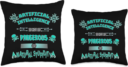 Funny AI Artificial Intelligence Tech Sarcastic Turquoise Throw Pillow, 16x16, Multicolor
