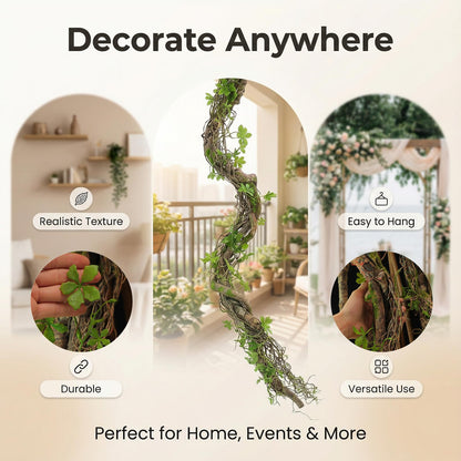 68.9inch Flexible Realistic Artificial Greenery Moss Garland Reptiles Vines Spooky Tree Branches Twigs for Jungle Theme Halloween Easter Thanksgiving Mantle Hanging Home Patio Wedding Arch Decor