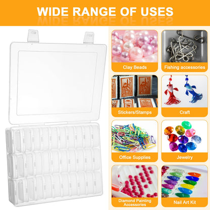 Bead Organizers with 30 Pcs Small Plastic Storage Cases Mini Clear Bead Storage Containers Transparent Boxes with Hinged Lid and Rectangle Clear Craft Supply Case