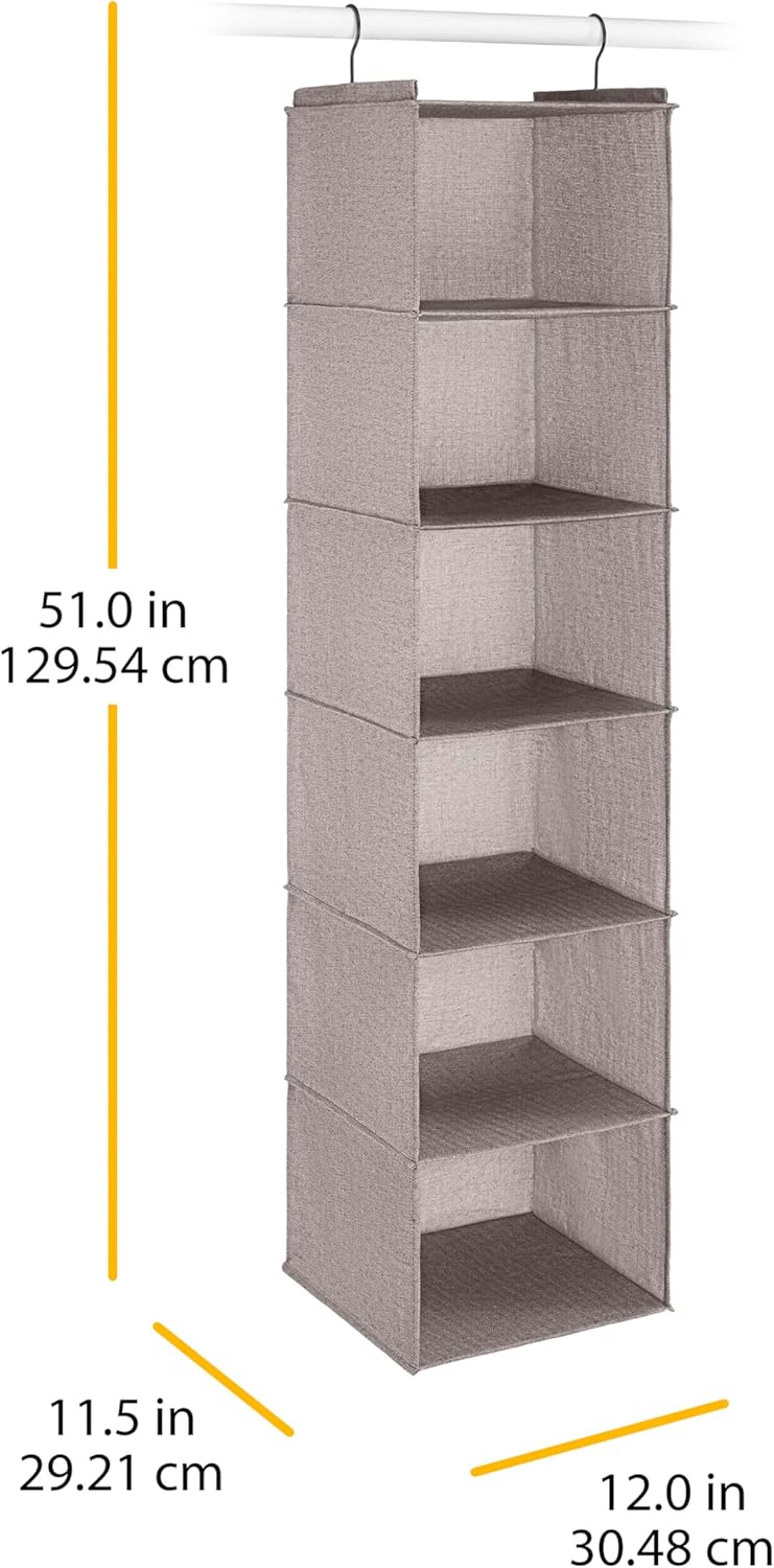 6 Closet Whitmor Hanging Accessory Shelves - Section Organizer - Light Grey