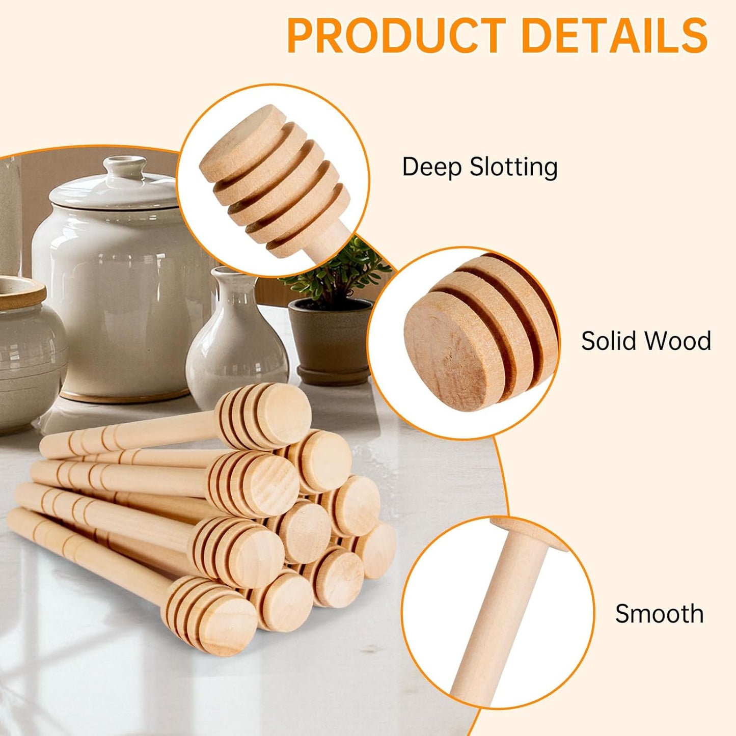 LepoHome 100Pcs 4inch 4 Inch Honey Dipper Sticks - Wooden Honey Dipper, Mini Honeycomb Stick, Honey Stirrer Stick