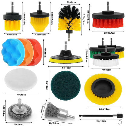 ETOUPA 30 Piece Drill Brush Attachments Set, Scrub Pads & Sponge & Wire Brush for Drill, Power Scrubber Brush with Extend Long Attachment, Drill Scrubber Brush Kit for Bathroom, Floor, Car, Grout