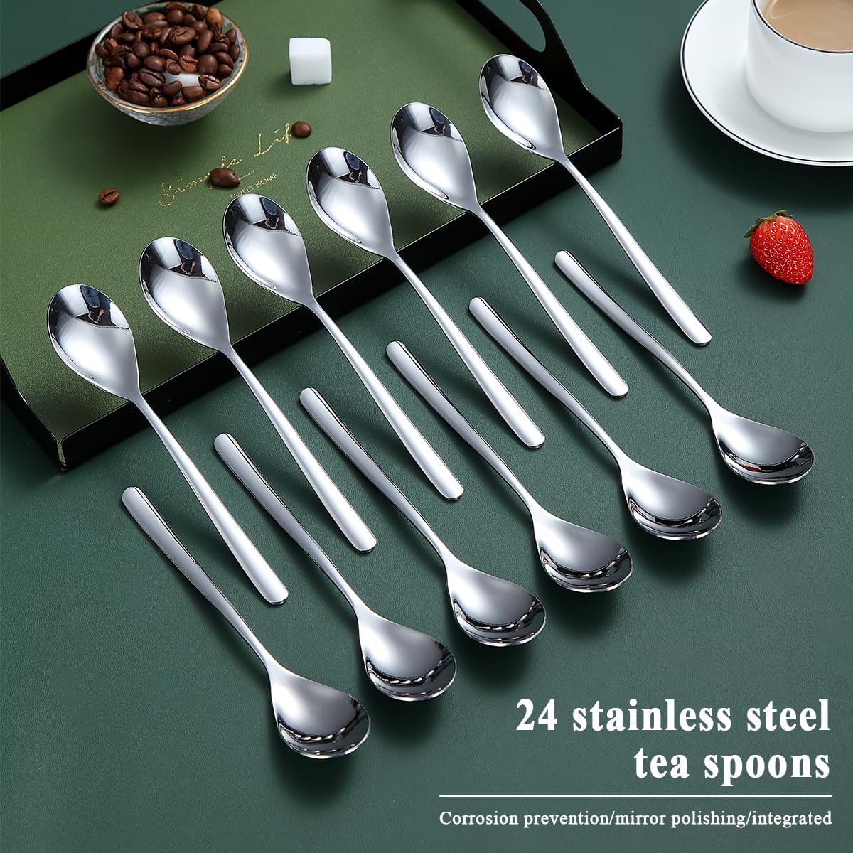 Kyraton Teaspoons Set of 24, Stainless Steel Coffee Spoons for Home, Restaurant, Hotel, Parties, Dishwasher Safe