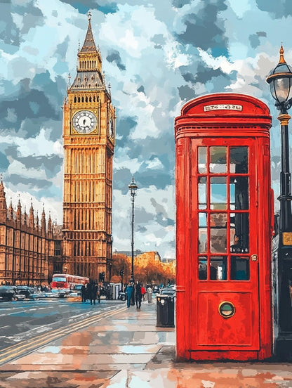 5D London Street View Diamond Art 12x16 Inch Full Drill Diamond Painting Kits for Adults & Beginners - DIY Art Crafts for Relaxation and Home Wall Decor 1 2