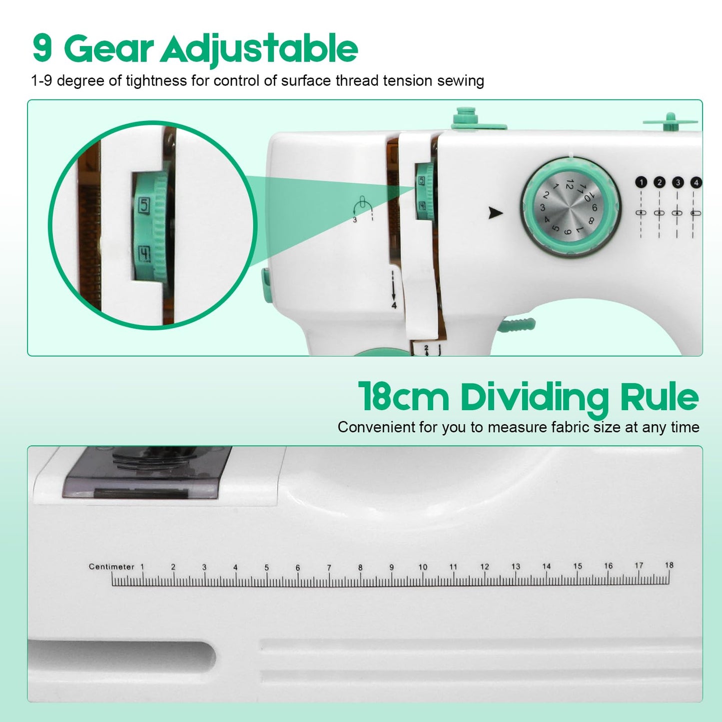 Xamanabu Sewing Machine for Beginners with Extension Table, 12 Stitches Portable Sewing Machine, Dual Speed (High/Low) with Foot Pedal & 6 Feet