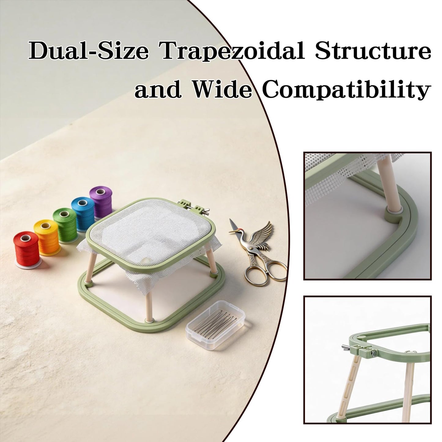 Multi-Functional Double Embroidery Stand, Portable Embroidery Stand for Cross Stitch, Needlework & Quilting, Suitable for Tabletop or Lap Use, Green