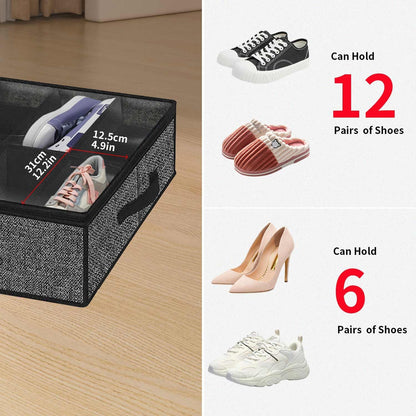 1 Pack 12 Closet, MXAUBSB1P Onlyeasy Under Bed Shoe Storage Organizer with Sturdy Handles and Clear Window Fits Pairs