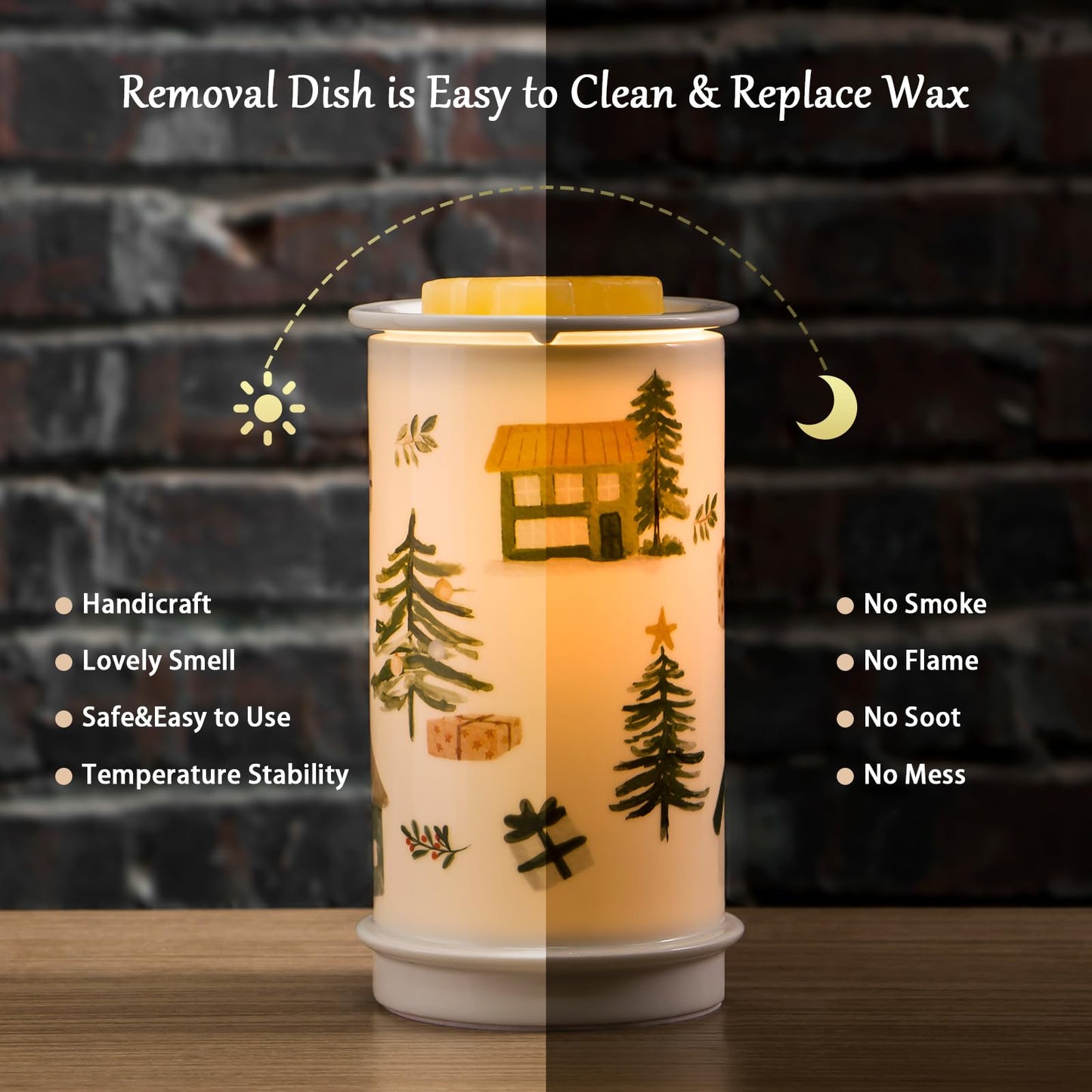 STAR MOON Ceramic Wax Melt Warmer,Candle Wax Warmer for Scented Wax Melter,Electric Wax Melts Wax Cubes Candle Lamp for Home Office Decor,Wax Burner as for Family and Friend, Farmhouse