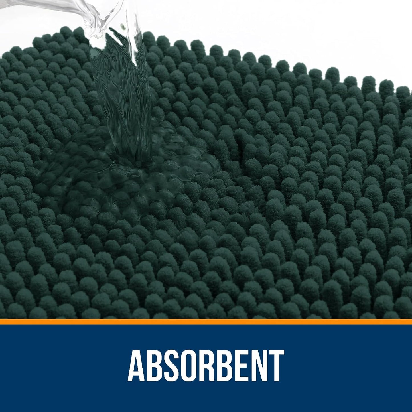 OLANLY Chenille Bath Rugs - Extra Soft & Absorbent | Quick Dry, Machine Washable, 35x24, Blackish Green