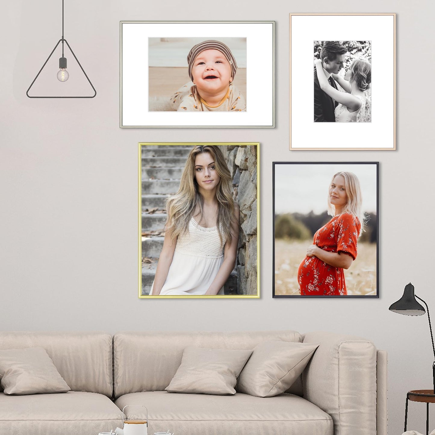 Fkvat 8x12 Picture Frame, Gold Brushed Thin Metal Aluminum Photo Frame with HD Glass, Fit 6x8 with Mat or 8 x 12 without Mat, for Table and Wall, 1 Pack