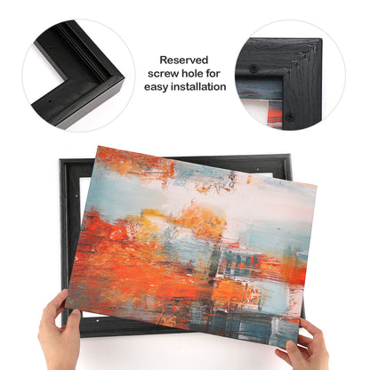 FOLKOR Floating Canvas Frame for 16x20 Inch Painting, 2 Pack Floater Frame for Canvas Prints, 0.9" Rabbet Depth Art frame for Wall Prints Diamond Painting Paint by Numbers (Black)