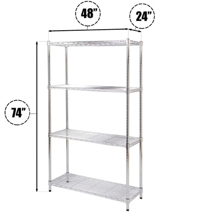 Regal Altair 24" Deep x 48" Wide x 74" High 4 Tier Chrome Wire Shelving Kit | NSF Commercial Storage Rack Unit