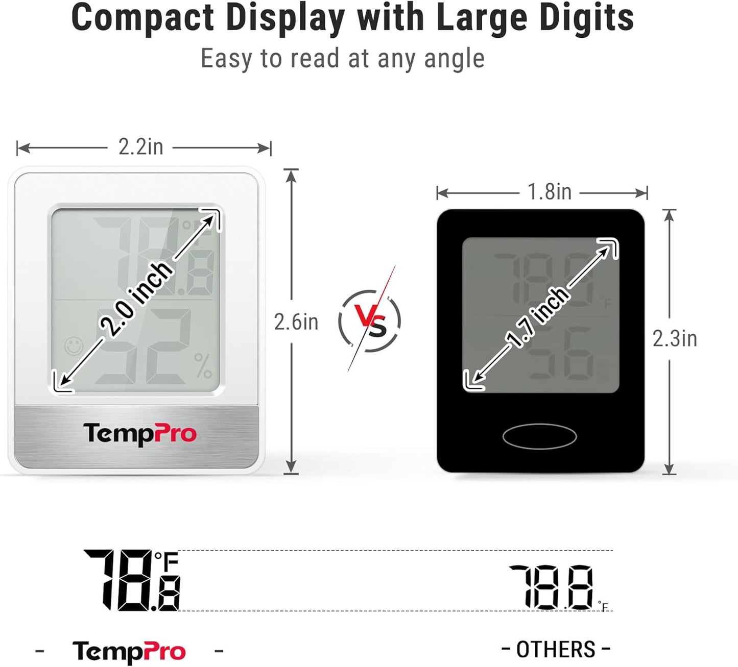 TempPro TP49 Digital Hygrometer & Indoor Thermometer - Accurate Humidity & Temperature Monitor | Mini Design
