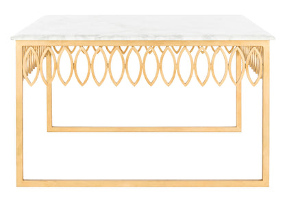 Safavieh American Homes Collection Natalia Gold Leaf and White Marble Couture Cocktail Table