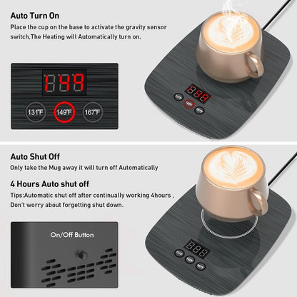 Mug Warmer, Electric Coffee Warmer for Desk, 3 Temperature Settings, Hot Plate for Cocoa, Tea, Milk, Auto Shut Off