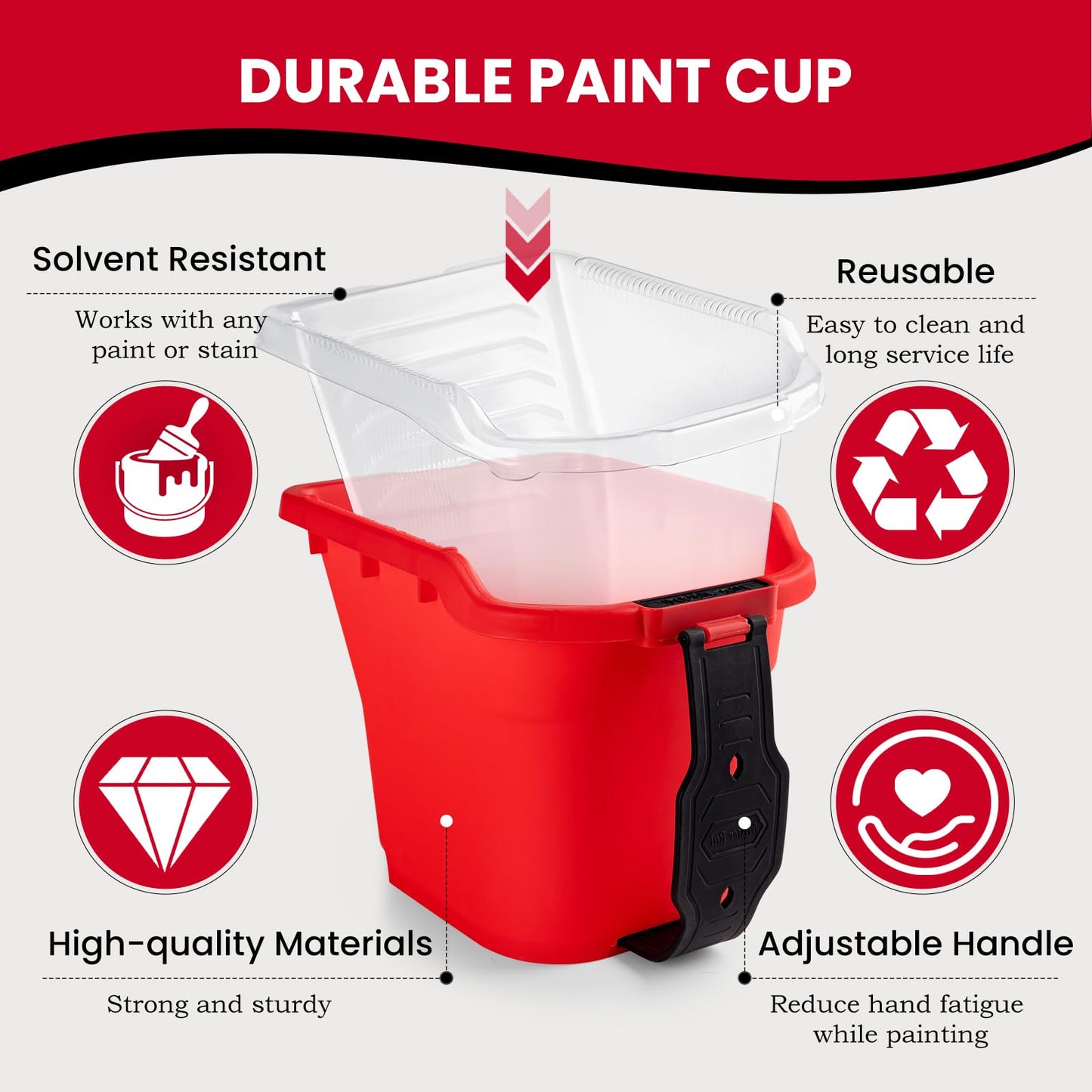 Mister Rui 4" Paint Bucket Hand Held, 8 Pack, Paint Cups, Paint Pail Liner with Lid, for Touch-ups, Crafts, and Coating Projects