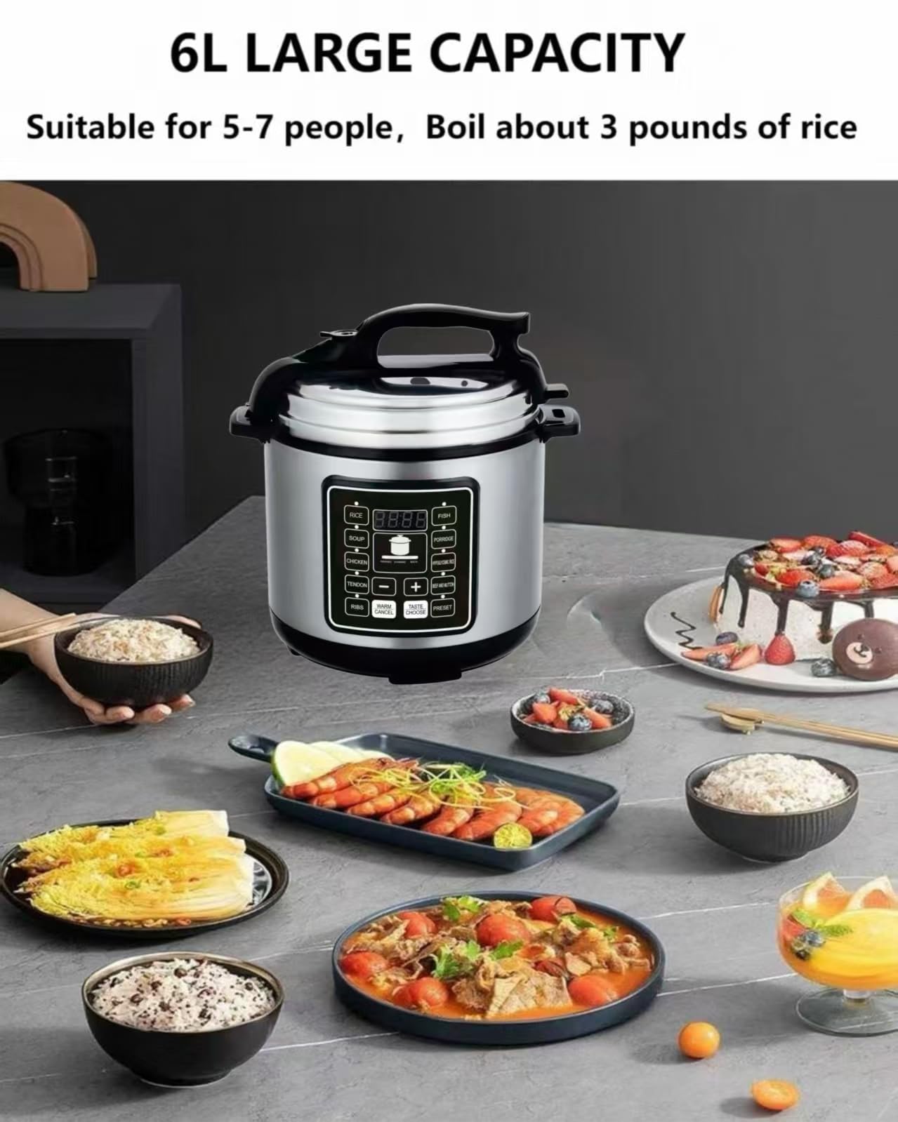 Zuguachi 10-in-1 Electric Pressure Cooker 6QT, 1050W Programmable Multi Cooker, Slow Cooker Rice Cooker Black
