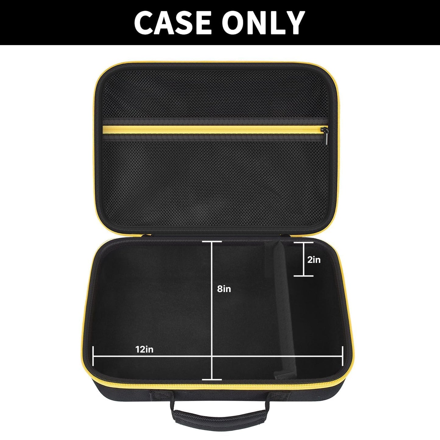 Hard Storage Tools Case, Store for DeWalt Drill Tools & Angle Grinder/for AstroAI Tire Inflator and More - 12"x8"x2" with Mesh Pocket & Comfort Handle