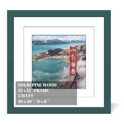 12x12 Wood Picture Frames for Wall Hanging or Tabletop,Diamond Painting Frame Baby Scan Picture Frames with 2 Mats Display 8x8 or 10x10 for Family Walls Decoration,Anniversary,Wedding,Christmas(Dark