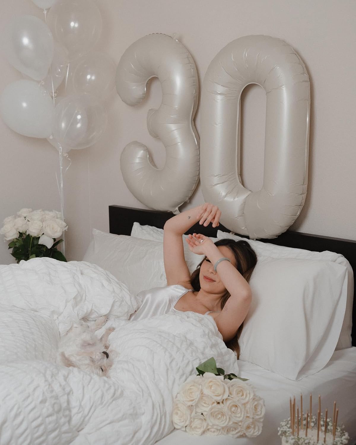 Skiennix Cream Number Balloon - 40 Inch Birthday Decoration | Elegant 0 Number for Parties