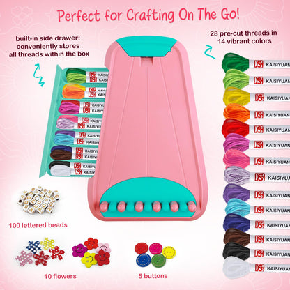 CEUCAL Bracelet Making Kit for Girls - Friendship Bracelet Kit - Birthday Gifts for Ages 6 7 8 9 10 11 12 Year, Arts and Crafts for Kids Ages 8-12 Teen String Bracelets Maker Pink