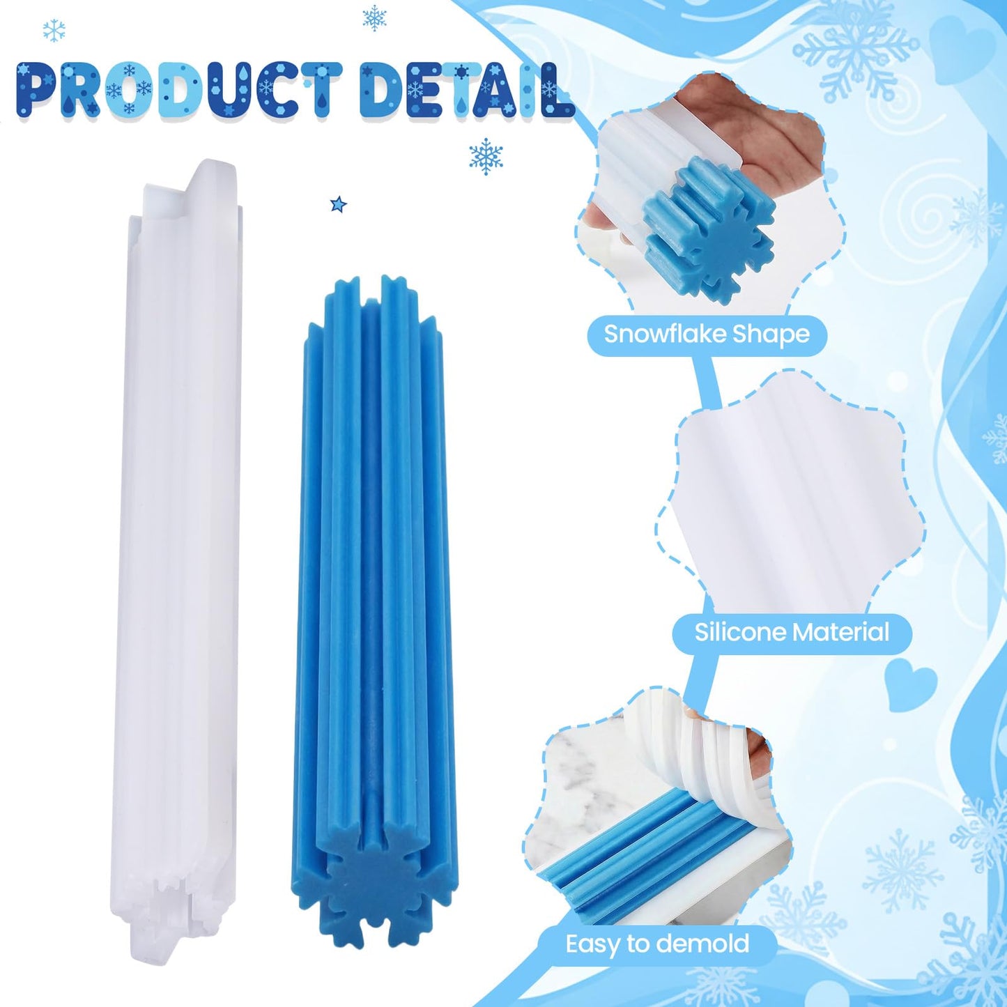 EORTA Snowflake Silicone Mold Tube, Christmas Winter Embed Soap Mold for Baking, Cake, Mousse, Dessert, DIY Handmade, Candle, Clay Craft Making Tool