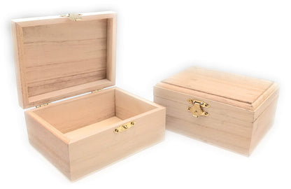 12 Pc Unfinished Rectangle Wood Boxes, Natural DIY Craft Stash Boxes with Hinged Lid and Clasp, Ideal for Arts, Crafts, Hobbies, Jewelry, and Keepsake Storage