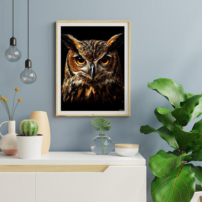 KZKZXA Owls Face in Dark 5D Diamond Art Painting Full Round Drill Diamond Art Painting by Number Kits for Adults Mosaic Cross Stitch for Wall Decor 12x16in