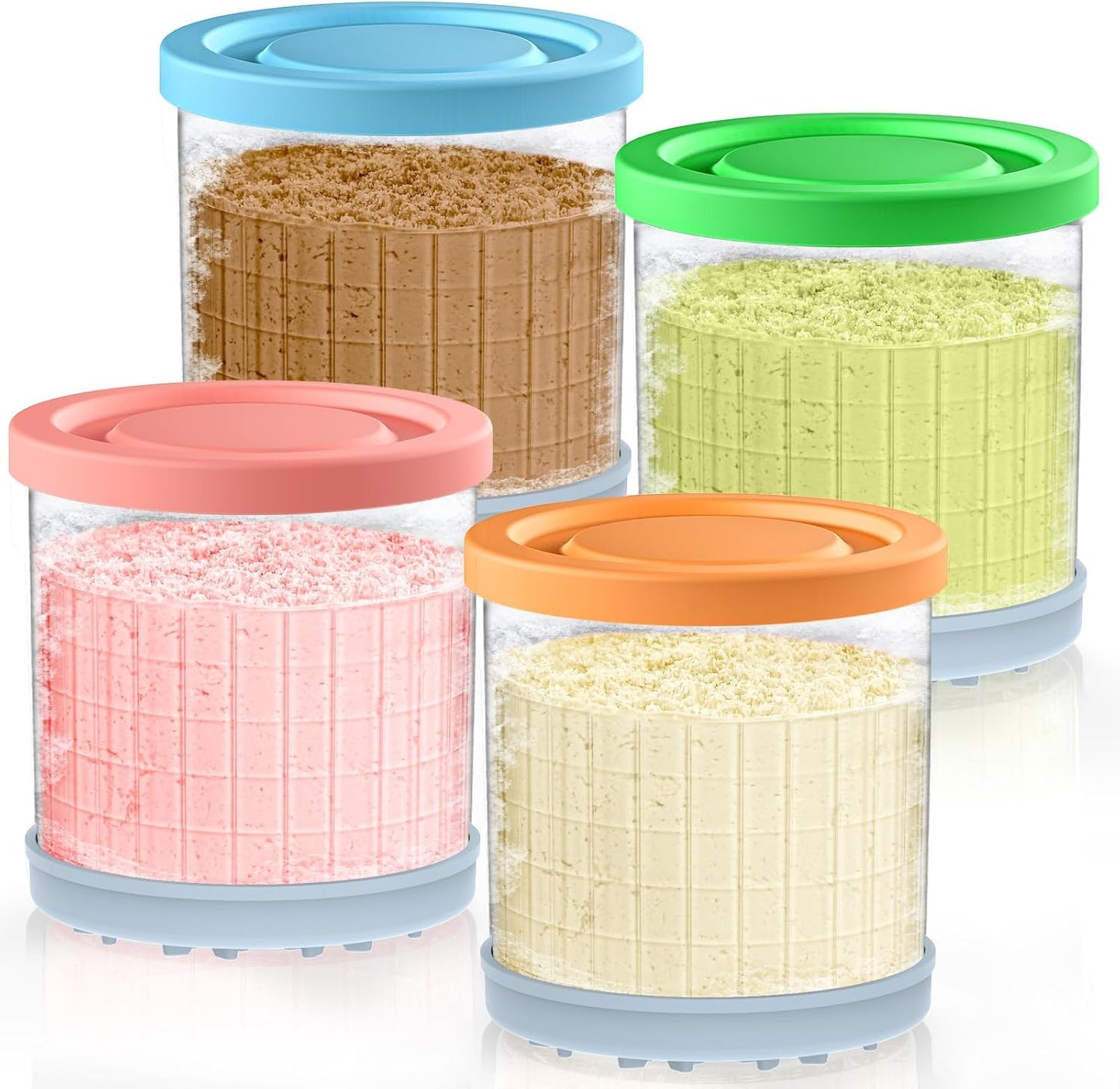QVN 4 Pack 16 oz NC299AMZ NC300 For Ninja Creami Pints and Lids - Creami Pints, Creami Containers, Creami Pint